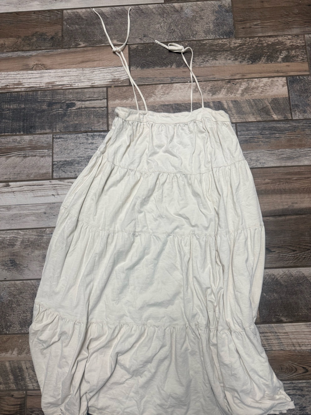 American Eagle Outfitters Cream Tiered Maxi Dress